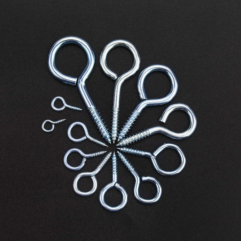 DYWISHKEY 240PCS 12 Sizes Blue Zinc Plated Steel Screw Eyes Assortment Kit - Image 4